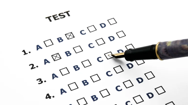 A professor grading an exam symbolizing machine learning validation.